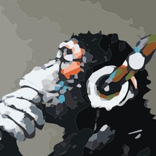 Kırmızı Ayı Maymun Sayılarla Boyama  Seti Kasnaklı