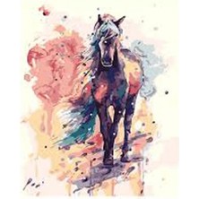 Kırmızı Ayı Düşlerdeki At Sayılarla Boyama Seti  Kasnaklı