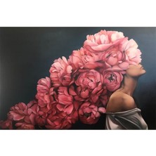 Kırmızı Ayı Çiçek Kadın 14 Sayılarla Boyama Seti Kasnaklı