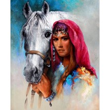 Kırmızı Ayı Köylü Güzeli 2 Sayılarla Boyama Seti Kasnaklı