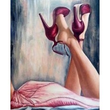 Kırmızı Ayı Topuklu Ayakkabılar Sayılarla Boyama Seti Kasnaklı