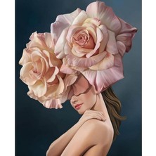 Kırmızı Ayı Çiçek Kadın 1 Renkli Sayılarla Boyama Seti Kasnaklı