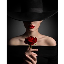 Kırmızı Ayı Zarif Siyah Şapkalı Kadın Sayılarla Boyama Setikasnaklı