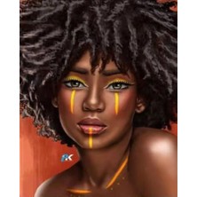 Kırmızı Ayı Afrika Stili Sayılarla Boyama Seti Kasnaklı