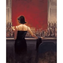 Kırmızı Ayı Bardaki Kadın Sayılarla Boyama Seti Kasnaklı