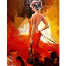 Kırmızı Ayı Zarif Kemancı Sayılarla Boyama Seti  Kasnaklı