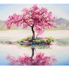 Kırmızı Ayı Göldeki Ağaç Sayılarla Boyama Seti  Kasnaklı