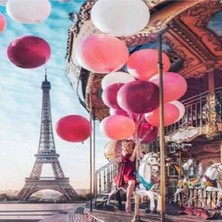 Kırmızı Ayı Eyfelde Lunapark Sayılarla Boyama Seti  Kasnaklı