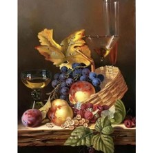 Kırmızı Ayı Meyve Sepeti Sayılarla Boyama Seti Kasnaklı