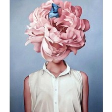 Kırmızı Ayı Çiçek Kadın 27 Sayılarla Boyama Seti Kasnaklı