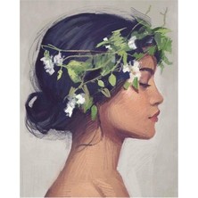 Kırmızı Ayı Çiçek Kadın 20 Sayılarla Boyama Seti Kasnaklı