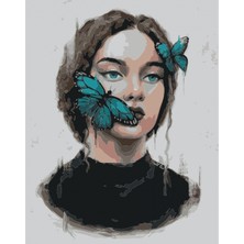 Kırmızı Ayı Kadın Kelebek Sayılarla Boyama  Seti Kasnaklı