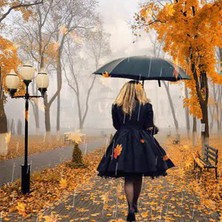 Kırmızı Ayı Kadın ve Sonbahar Sayılarla Boyama Seti Kasnaklı