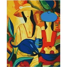 Kırmızı Ayı Picasso Kadınlar Sayılarla Boyama Seti Kasnaklı