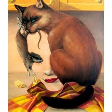 Kırmızı Ayı Ilizyon Kadın Sayılarla Boyama Seti Kasnaklı