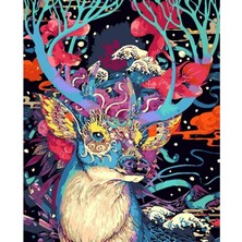 Kırmızı Ayı Mitoloji ve Geyik Sayılarla Boyama Seti Kasnaklı