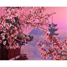 Kırmızı Ayı Çinde Bahar Boyama Seti Kasnaklı