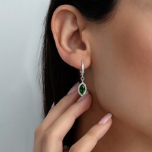 Usho Jewelry 925 Ayar Gümüş Pırlanta Modeli Italyan Zincir Mekik Küpe, Kadın Küpe