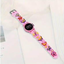 Trendy Chic Pembe Kelebek Detaylı LED Ekranlı Çocuk Saat
