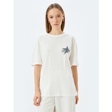 Koton Oversize Arkası Baskılı Sloganlı Bisiklet Yaka Kısa Kollu T-Shirt