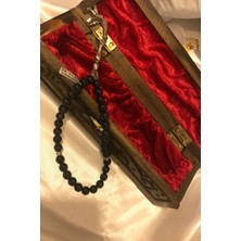 Tespih Yıldıztaşı  Doğal Taş Tesbih Gümüş Imameli Yıldız Taşı Ahşap Kutulu 8mm