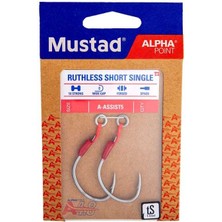 Mustad Alpha Point Ruthless Short Single Asist Olta Iğnesi A-Assıst5 Tıtan Steel-No:3/0 - 2li