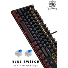 Dexxony Dex-8 Mavi Switch Hotswap Rgb Mekanik Klavye - 9 Işık Modu + Anahtarlık Hediyeli