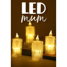 ByKurt 4 Adet Eriyen Mini LED Mum Seti Pilli Dumansız Alevli Ledli Dekoratif Yapay Mum Dekor Işığı 8 cm