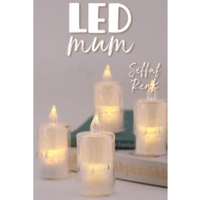 ByKurt 4 Adet Eriyen Mini LED Mum Seti Pilli Dumansız Alevli Ledli Dekoratif Yapay Mum Dekor Işığı 8 cm