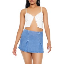 Forever 21 Pliseli Denim Mini Etek