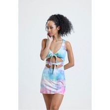 Cut-Out Viskon Batik Desen Elbise