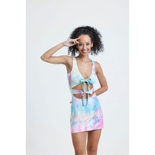 Cut-Out Viskon Batik Desen Elbise