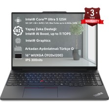 Lenovo Thinkpad E16 Intel Core Ultra 5 125H 16GB 2tb SSD 16"fhd Freedos Taşınabilir Bilgisayar 21MA003MTX O3