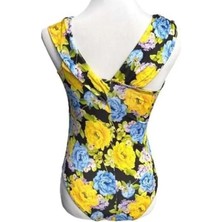 Butik Allbucks Zara, Çiçek Desenli Asimetrik Askılı Bodysuit Bluz ABZRA0159