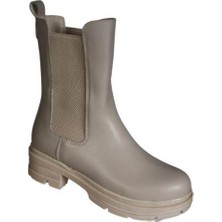 Yaz Kış Ayakkabı Kadın Siyah Ten Cilt Cift Lastikli 17CM Bilek Boyu 5cm Kalın Düz Taban Bot