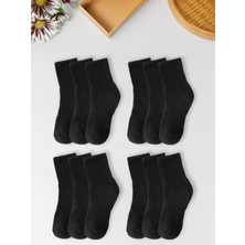 Black Deer 12 Çift Siyah Tenis Çorabı Erkek ,kadın Unisex Tenis Kolej Çorabı