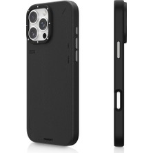 YoungKit iPhone 16 Pro Max Kılıf Magsafe Özellikli Basit Mat Deri Desenli Tech Fashion Serisi Siyah