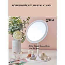 Flyonlook Dokunmatik LED Masaüstü  Makyaj ve Tıraş Aynası 360 Derece Dönebilen Yuvarlak Işıklı Taşınabilir  Ayna