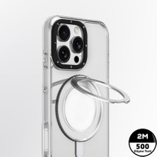 YoungKit iPhone 16 Pro Max Kılıf Magsafe Özellikli Parmak Ring Standlı Pivot Serisi Kapak Şeffaf