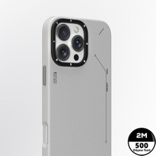 YoungKit iPhone 16 Pro Max Kılıf Magsafe Özellikli Basit Mat Deri Desenli Tech Fashion Serisi Gri