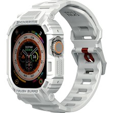 Skinarma Apple Watch Ultra 49MM Uyumlu 2in1 Tpu Kasa Koruyuculu Silikon Kordon Mecha Açık Gri