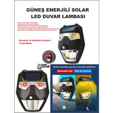 Flyonlook Güneş Enerjili Solar LED Duvar Lambası 5 Işık Modlu Karanlık  Otomatik  Devre Fener