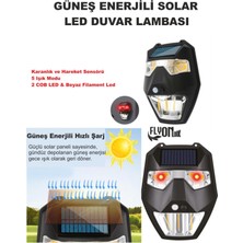 Flyonlook Güneş Enerjili Solar LED Duvar Lambası 5 Işık Modlu Karanlık  Otomatik  Devre Fener