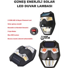 Flyonlook Güneş Enerjili Solar LED Duvar Lambası 5 Işık Modlu Karanlık  Otomatik  Devre Fener