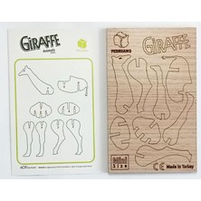 Pershang Zürafa 8 Parça Mini Ahşap Puzzle Giraffe Pazıl