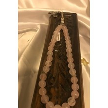 Tespih Pembe Kuvars Doğal Taş Kuars Tesbih Gümüş Imameli Ahşap Kutulu Pembe  Quarts