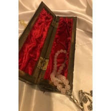 Tespih Pembe Kuvars Doğal Taş Kuars Tesbih Gümüş Imameli Ahşap Kutulu Pembe  Quarts
