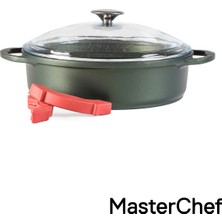 Master Chef  Alüminyum Döküm Basık Karnıyarık Tenceresi – 28 cm Yeşil