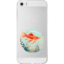 Zeyno Apple Iphone 5s Uyumlu Altın Balık  Desenli Silikon Kılıf