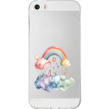 Zeyno Apple Iphone 5s Uyumlu Bulut Gökkuşağı  Desenli Silikon Kılıf